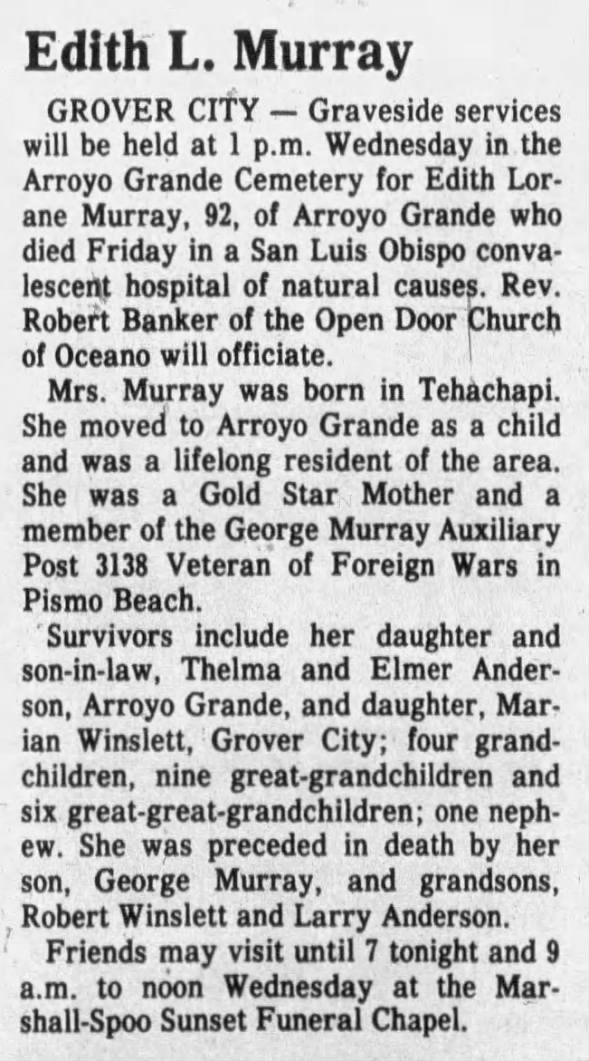 Edith Lorane McKenzie Murray obituary